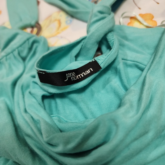 Y2K Womens Turquoise Twist Back Cowl Neck Tank Top Size Small - Picture 6 of 11